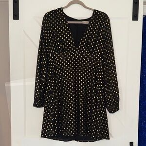 Altar'd State Black and Gold Long Sleeve Dress